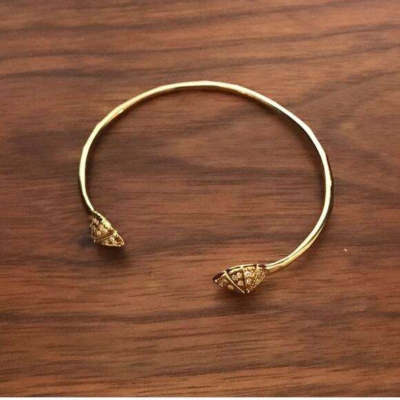 Stella & Dot Eden Pave Pyramid Open Cuff Bracelet Gold Tone - Picture 6 of 10